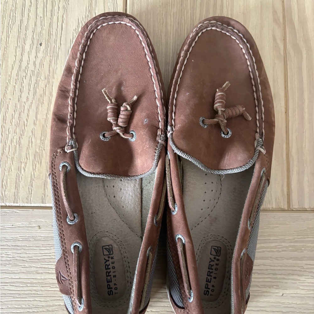 Sperry Chestnut Brown Leather Moc Toe Boat Shoes